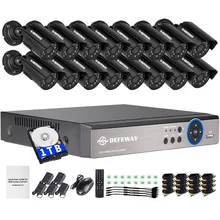 DEFEWAY 12 1200TVL 720P HD уличная камера видеонаблюдения системы безопасности 1080N домашнее Видеонаблюдение DVR комплект 1 ТБ 16 CH 1080P HDMI выход