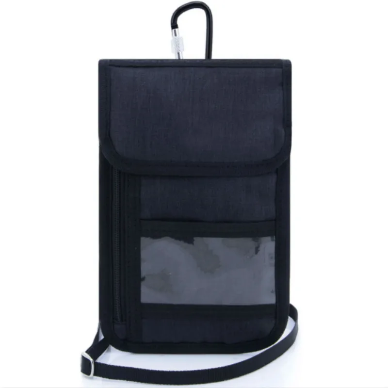 Противоугонная сумка для путешествий, паспорта, шеи, многофункциональная RFID сумка-кошелек для телефона, сумка для паспорта - Цвет: Black