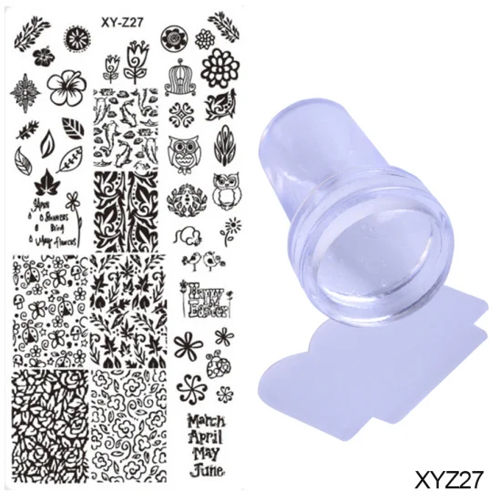 3 шт набор стемпинга для ногтей 12x6 см Ловец снов стальные шаблоны 2,3 см прозрачные силиконовые стемпер скребок Инструменты для ногтей TR182 - Цвет: XYZ27