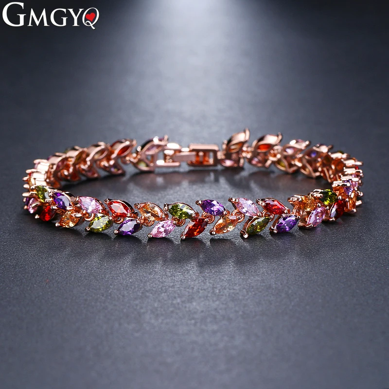 GMGYQ Pulseras Mujer Moda кубический цирконий лист Тип браслеты для женщин аксессуары банкетные подарки оптом много