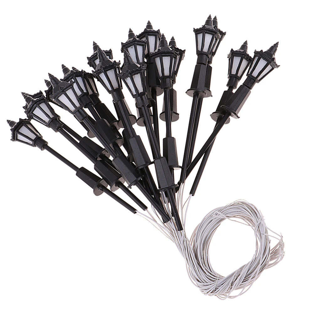 20pcs 1:150 Model Railway Train Lamp Street Lights HO OO Scale LED 6.5cm