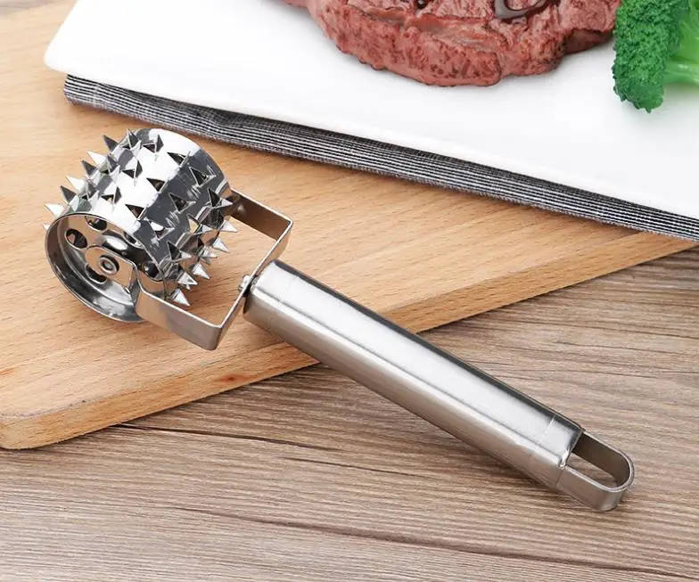 ORGANBOO 1PC Creative kitchen tender meat hammer roller needle loose meat tool thick stainless steel steak tenderizer