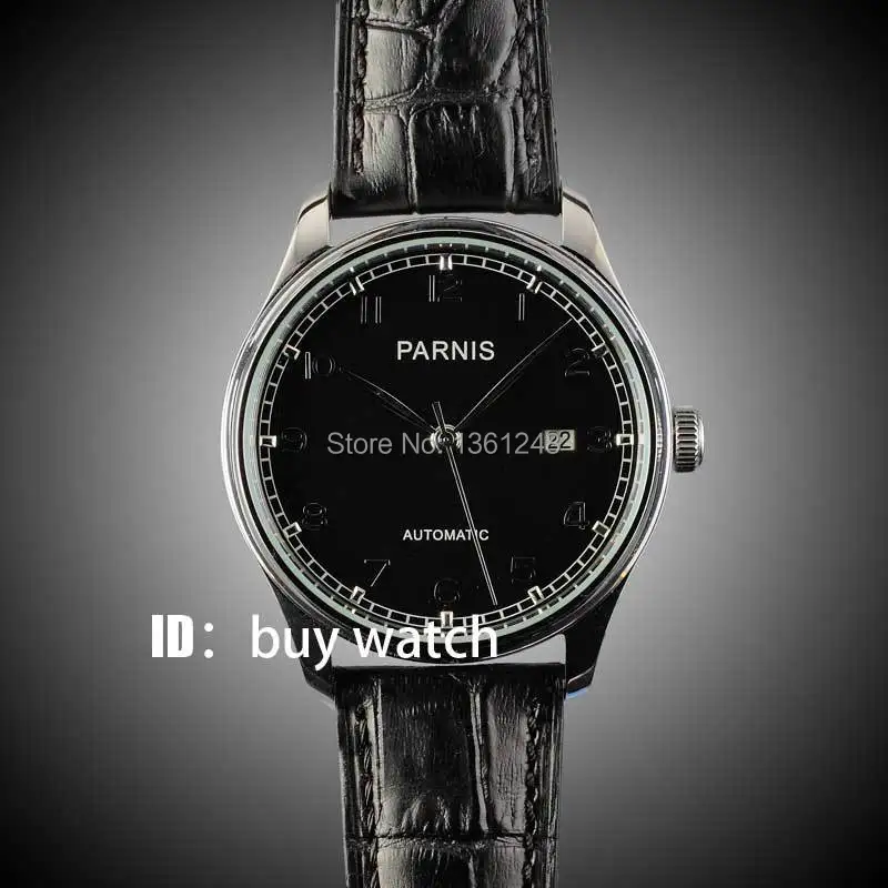 

43mm parnis black dial ST 2551 movement automatic mens watch P155
