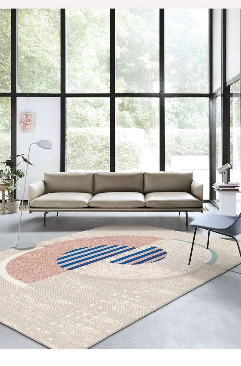 Best Pink color post-modern  decoration coffee table carpet  Nordic style big size bedside rug, INS geometric living room rug 3