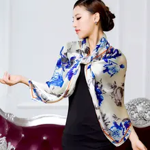 2016 spring new 100% real silk Scarf women Shawl Female fashion Scarves georgette satin long design floral size 180x70CM