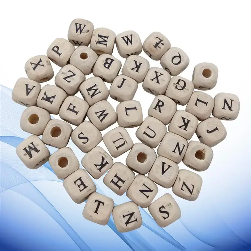 100 Pcs Alphabet Letter Wooden Beads 10 mm Cube Spacer Beads DIY Crafts for Bracelet Necklace Jewelry Making