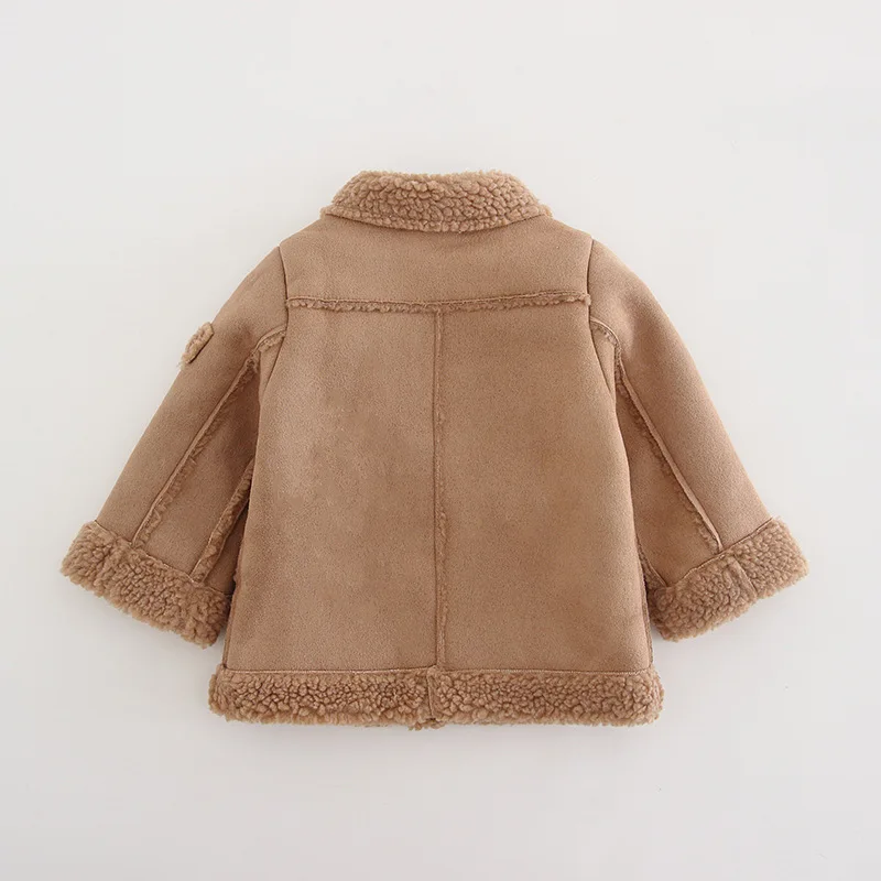 Baby Infant Kids Deerskin Velvet Thickened Thermal Jacket Fall Winter New Little Girls Lamb Velvet Coat Children's Clothes B196