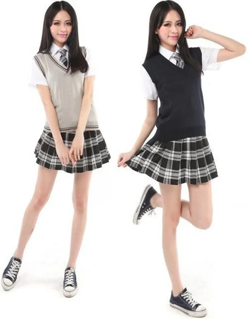 Japan Korea Vest Sweater Uniforms Girl Student .