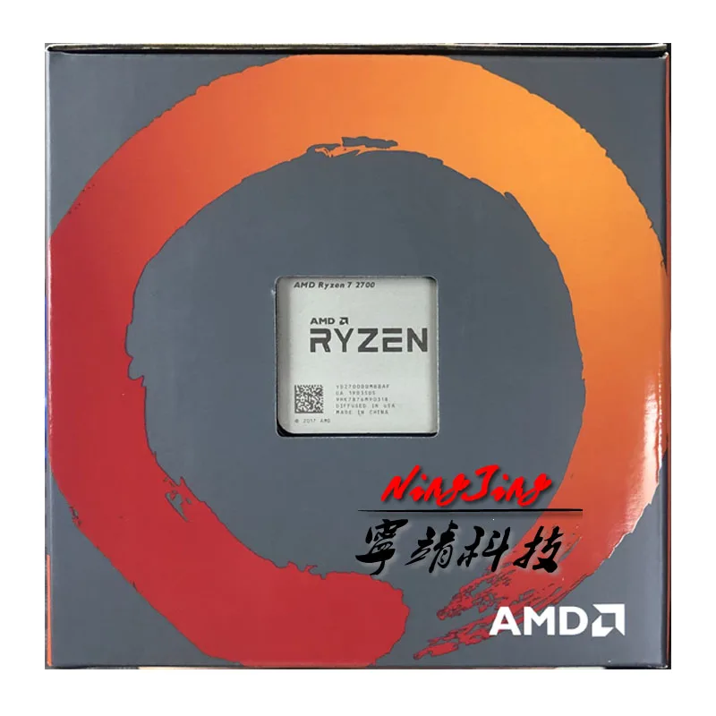 AMD Ryzen 7 2700 R7 2700 3.2 GHz Eight-Core Sinteen-Thread CPU Processor L3=16M 65W YD2700BBM88AF Socket AM4 New and with fan