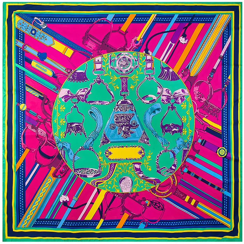 

Luxury Brand Twill Silk Scarf Women Shawls Wrap Geometric Belt Stirrup Print Square Scarves Echarpes Foulards Femme Bandanas