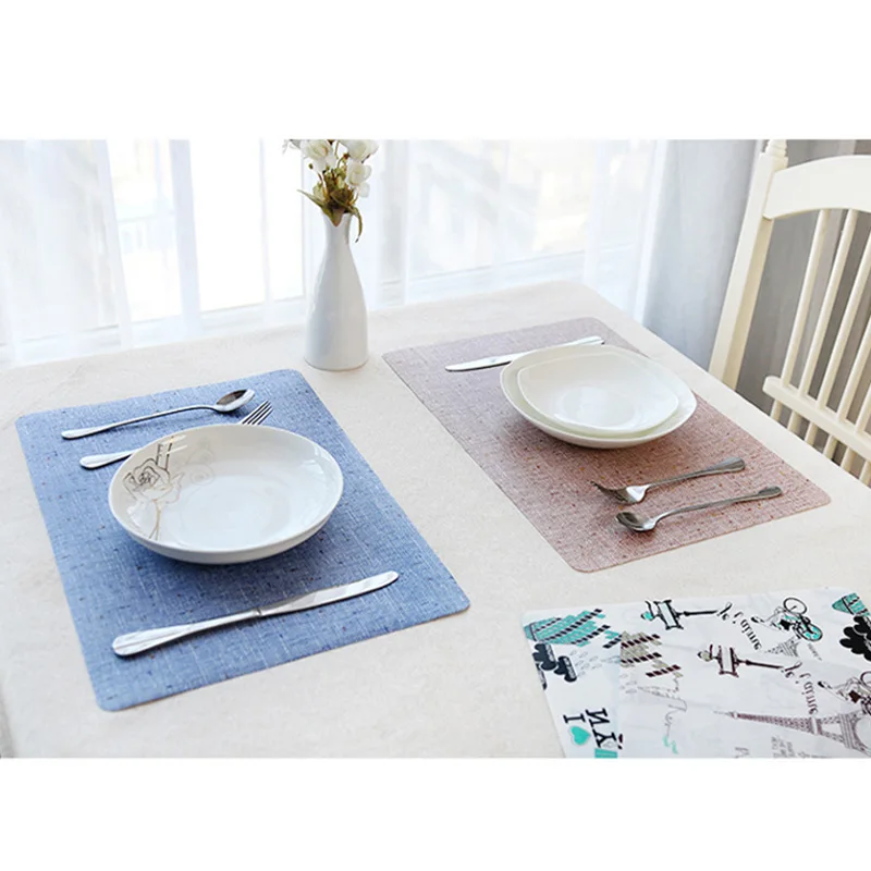 2Pcs/Set Dining Table Mat Disc Pads Bowl Pads Waterproof Table Cloth