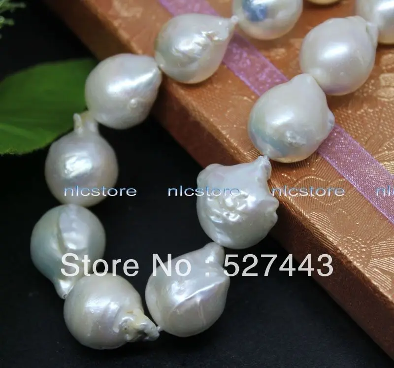 

Wholesale fast unique silver clasp big Keshi reborn baroque pearl necklace gem stone fashion