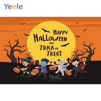 

Yeele Happy Halloween Night Moon Trick or Treat Bat Photography Backgrounds Customized Photographic Backdrops for Photo Studio