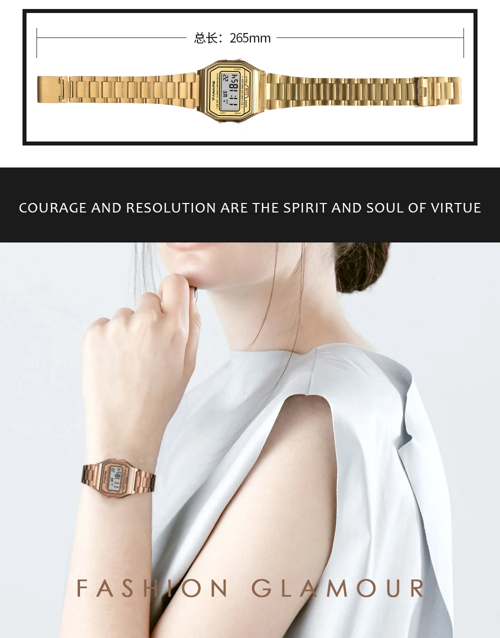 PANARS мужские водонепроницаемые цифровые часы золотого цвета из нержавеющей стали, часы для мужчин и женщин, спортивные часы, простые модные наручные часы
