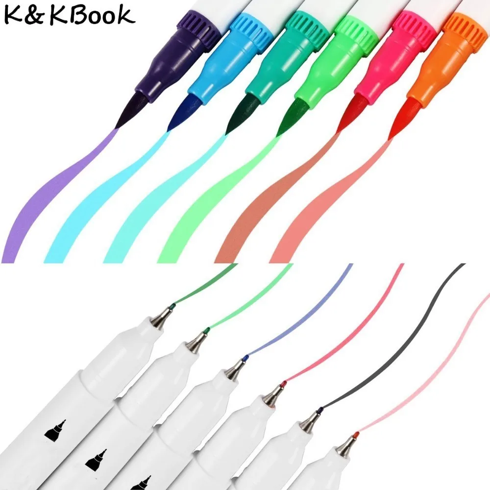 K & KBOOK 24 36 48 60 100 цветов ручка маркер с двойной головкой для рисования 0 4 мм маркеры