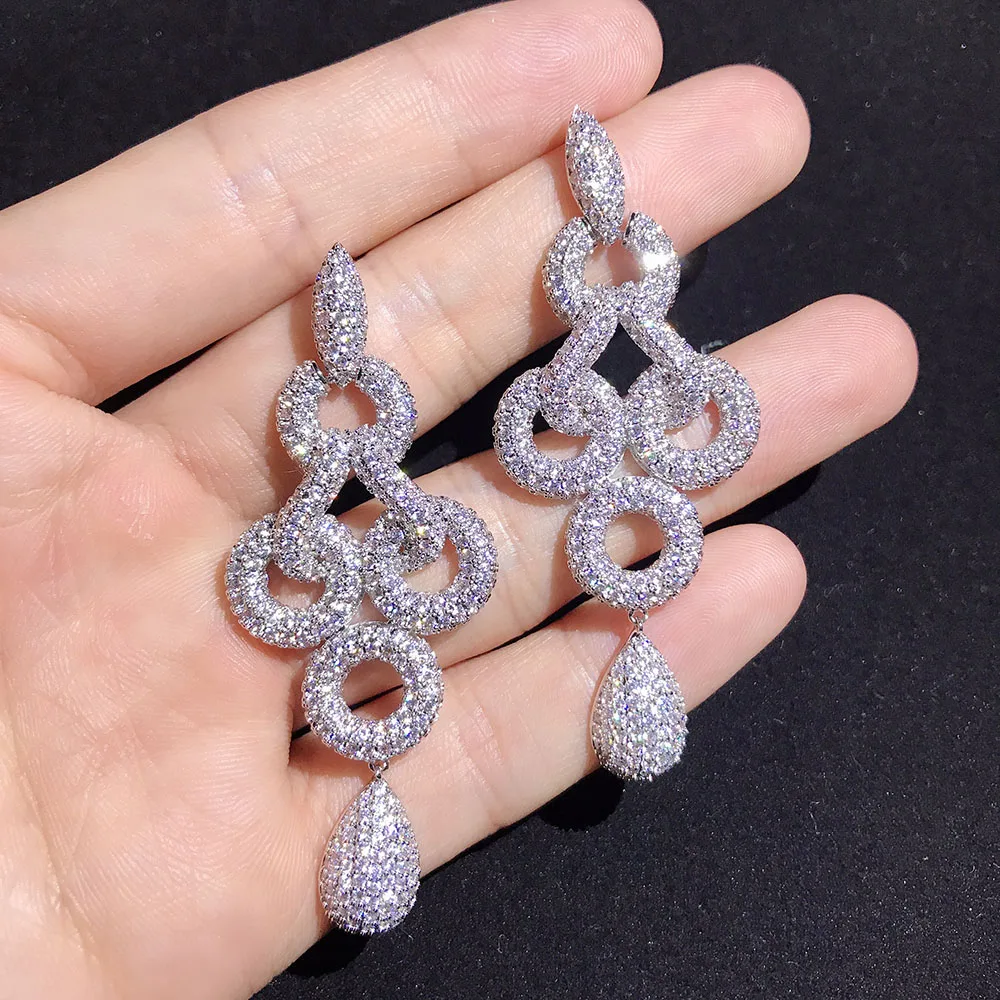 

Clear CZ Micro Pave Setting Drop Dangle Earring,Great Design,AAA+ Cubic Zirconia Fashion Earring Bownot 925 Silver Jewelry