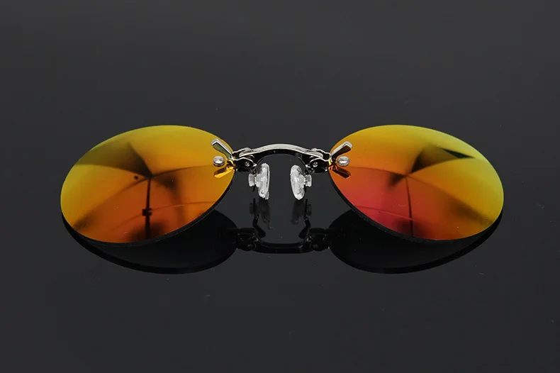 Мужские солнцезащитные очки с клипсой на носу, винтажные Мини Круглые Солнцезащитные очки Hacker Empire Matrix Morpheus, солнцезащитные очки без оправы UV400 - Цвет: Красный