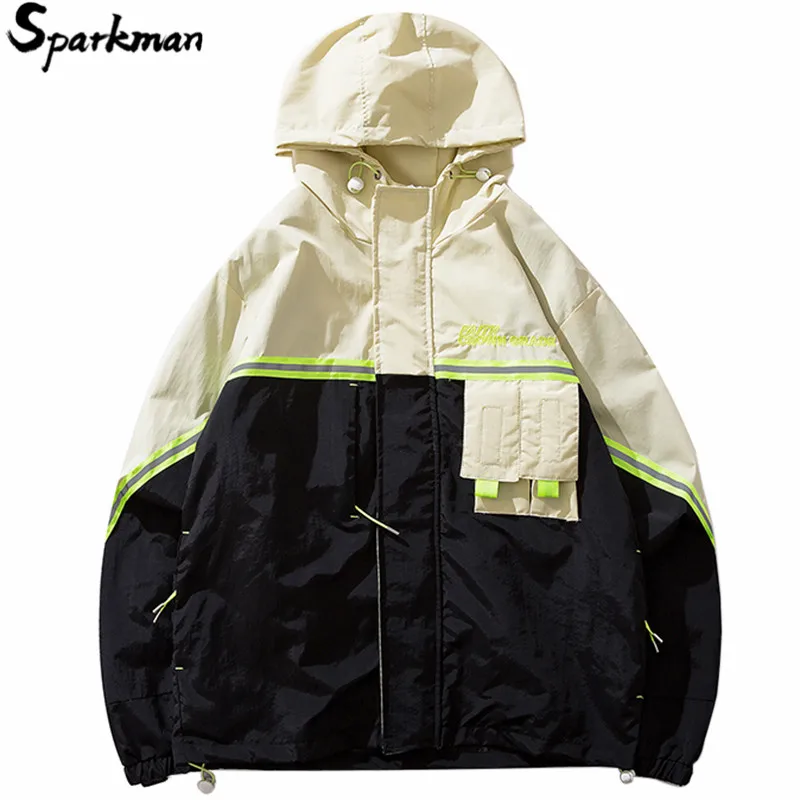 Spring 2019 Harajuku Hooded Jacket Men Hip Hop Streetwear Retro Jacket Windbreaker Vintage Color Block Track Jacket Coat Hoodie Spring 2019 Harajuku Hooded Jacket Men Hip Hop Streetwear Retro Jacket Windbreaker Vintage Color Block Track Jacket Coat Hoodie