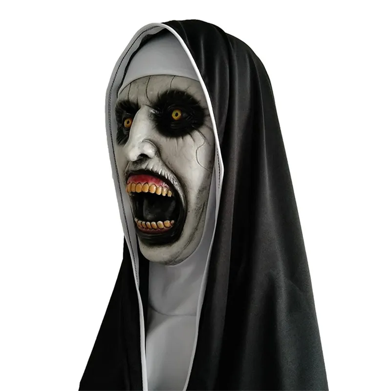 Маска монашки-демона для косплея; реквизит на Хэллоуин; латексная маска валак; Страшная маска на половину лица; карнавальный костюм монашки; маска ужаса; вечерние аксессуары
