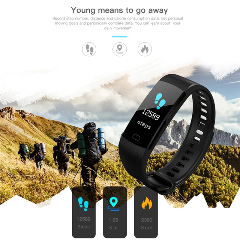 ESEED Y5 смарт Браслет фитнес трекер цветной экран пульсометр спортивные