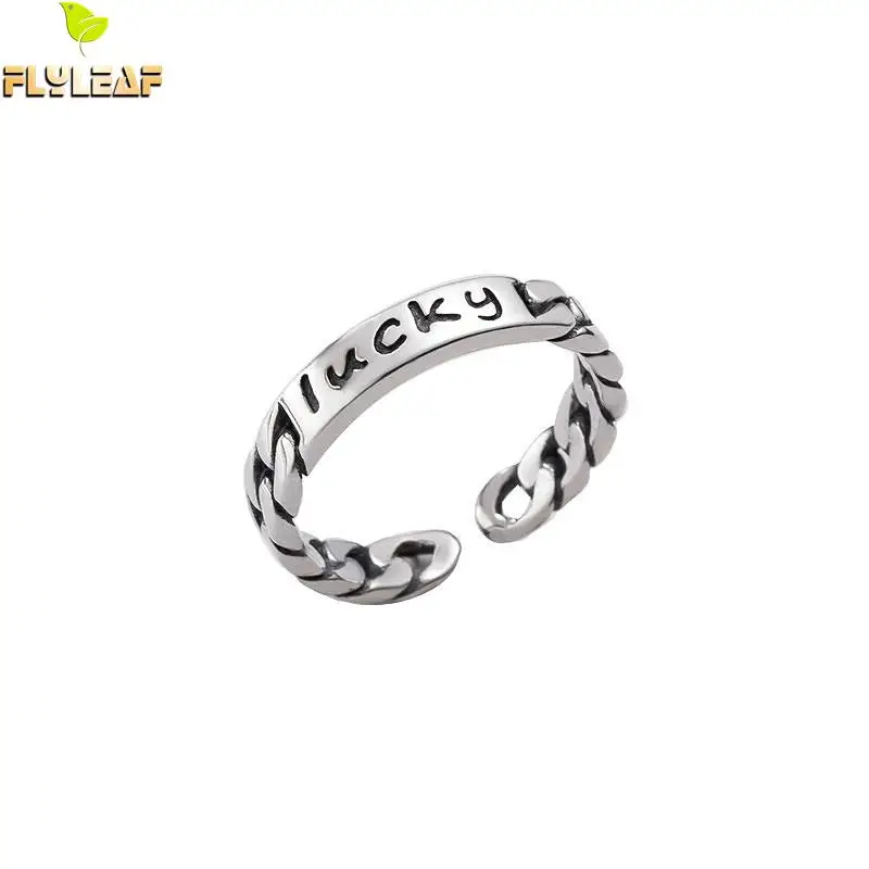 

Flyleaf Winding Letter Rings For Women 100% 925 Sterling Silver High Quality Simple Fine Jewelry Femme Open Ring Vintage