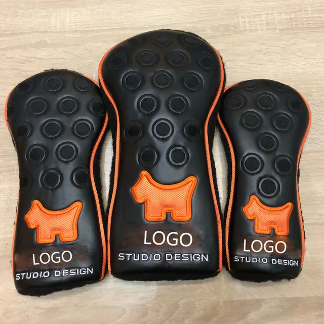 

2018 Custom Design Golf Woods&Hybrid&Blade Putter Head Cover High Quality Pu Leather Club Head Cover 3PCS/SET Free Shipping