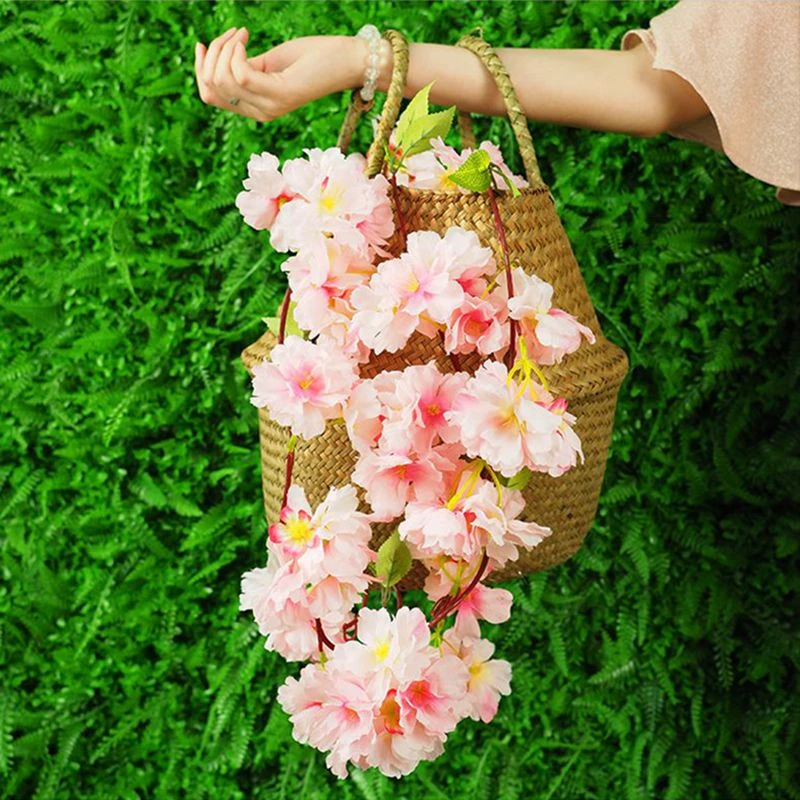 Cerise Violet Rotin Vigne Fleurs Artificielles Soie Lierre Tenture Murale Guirlande Mariage Arche Sakura Couronne Fete Faux Fleur Decor Aliexpress