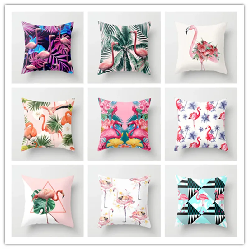 

Summer Flamingo Cushion Cover 2019 New Style Throw Pillow Case Sofa Bed Home Decor Square Simple Fashion Pillow Cover