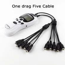 2pcs One Drag Five Cable For Electro Shock Sex Play Kit Power Box Adult Sex Toy Adapter Cable Fit For Electronic Sex Toys
