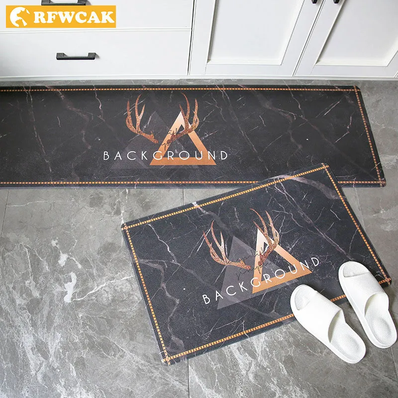 

RFWCAK Kitchen Carpets PVC Leather Floor Mats Large Floor Carpets Doormats Bedroom Waterproof Oilproof Kitchen Rugs Door Mat