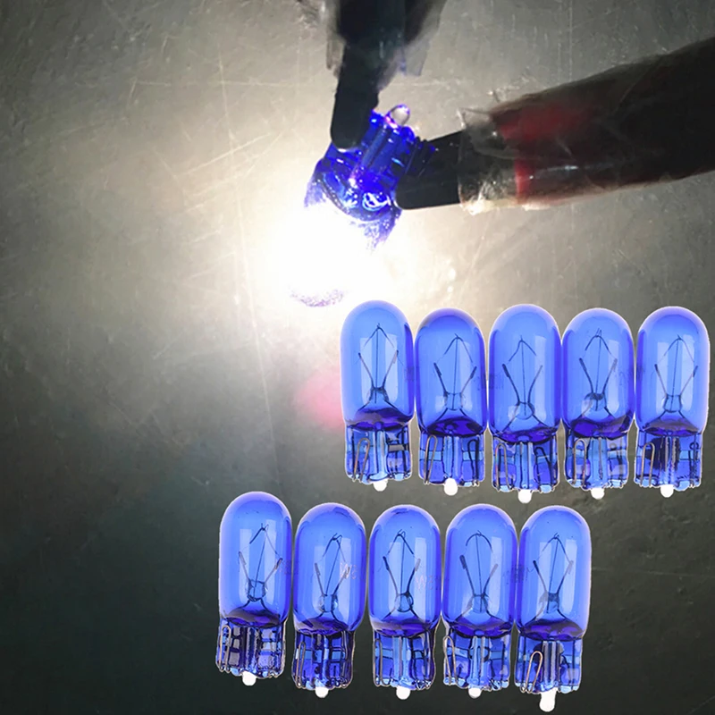

10pcs 5W Halogen Bulb Signal Car Light Source parking 8000K T10 5W 194 Interior Car light Lamp Cool White