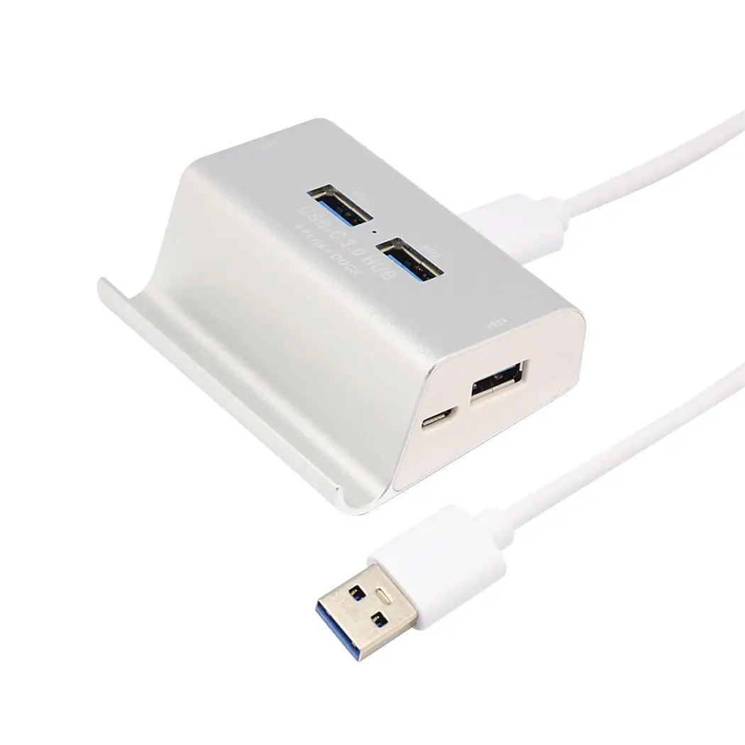 silver Многофункциональный концентратор USB3.0 Высокоскоростная передача Spliter с держателем телефона без драйвера, подключи и играй - Цвет: silver