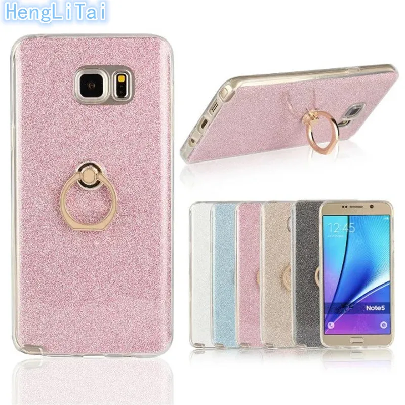 Glitter Finger Ring Soft TPU Phone Case For Samsung Galaxy Note 3 Note 4 Note 5 G530 G5308 Phone