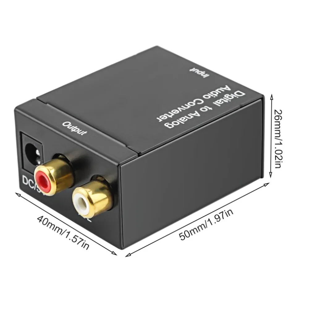 Цифровой оптический коаксиальный Toslink сигнал в аналоговый аудио конвертер адаптер RCA цифро-аналоговый аудио конвертер Черный