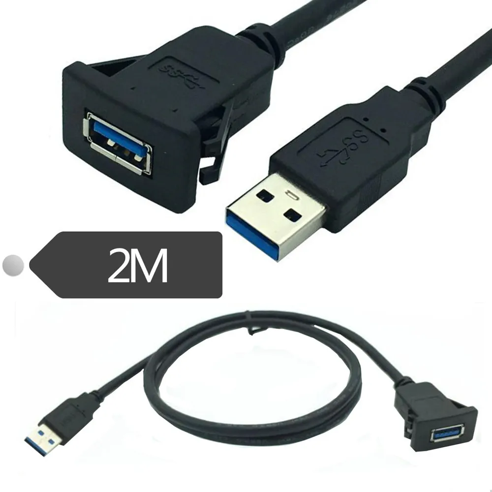 

Square Single Port USB 3.0 USB 2.0 Panel Flush Mount Extension Cable With Buckle