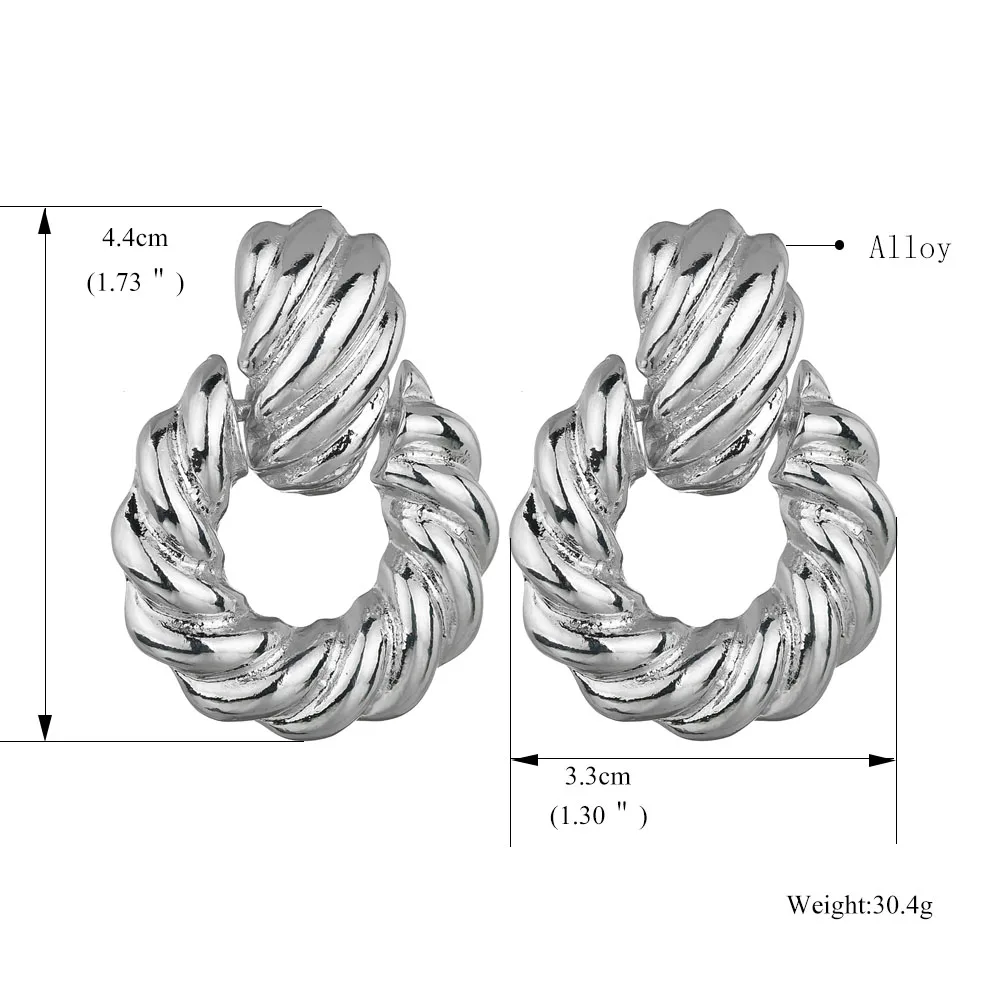 Дизайн металлические золотые серебряные геометрический дизайн, округлый, Круглый скрученный Висячие серьги для женщин девушек вечерние ювелирные изделия Brincos подарок