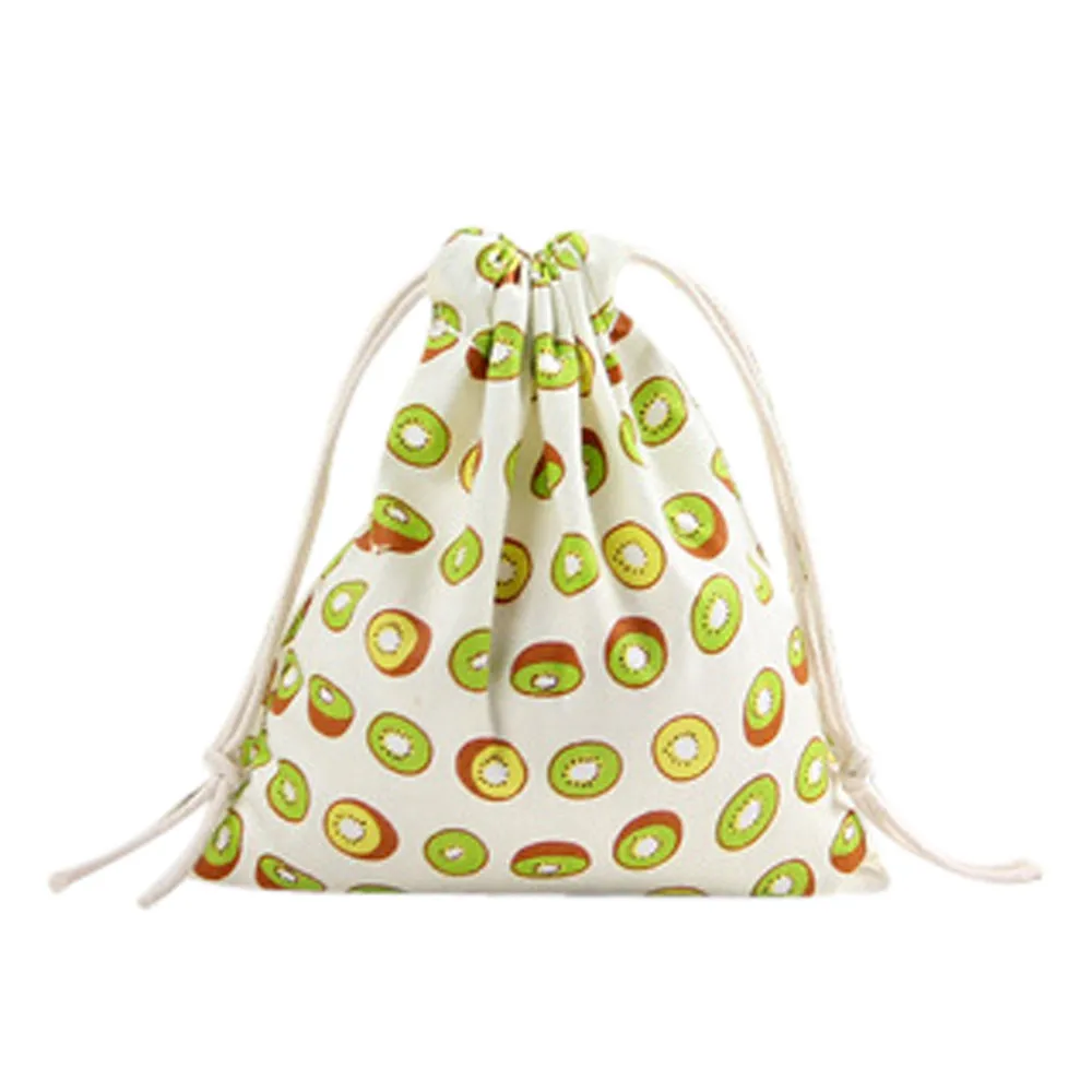 cotton Drawstring Bags women Unisex Cartoon Printing Linen Drawstring Bags For Teenagers Fashion