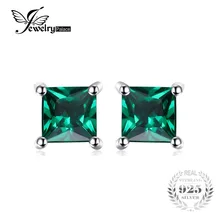 Jewelrypalace Square 0.6ct Created Emerald 925 Sterling Silver Stud Earrings Fashion Jewelry for Women