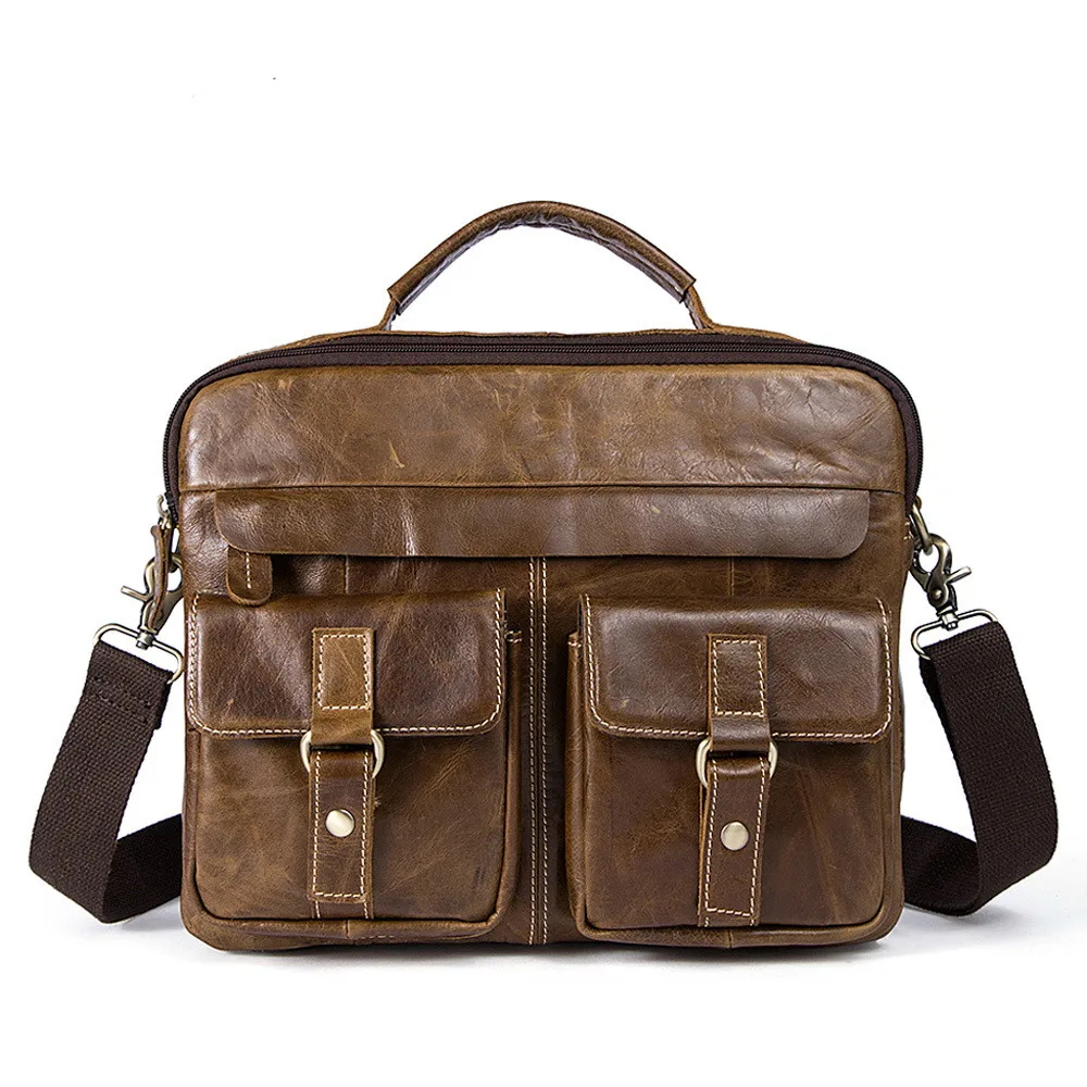 

Vintage Men's Briefcase Portfolio Genuine Leather Men Handbag Crossbody Shoulder Bag Male Cowhide Messenger Bags