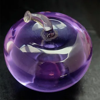 

80mm New Year Chirstmas Crystal Glass Purple Apple Ornaments 2020 Home Decorations Gifts DIY Family pictures for Home Crafts