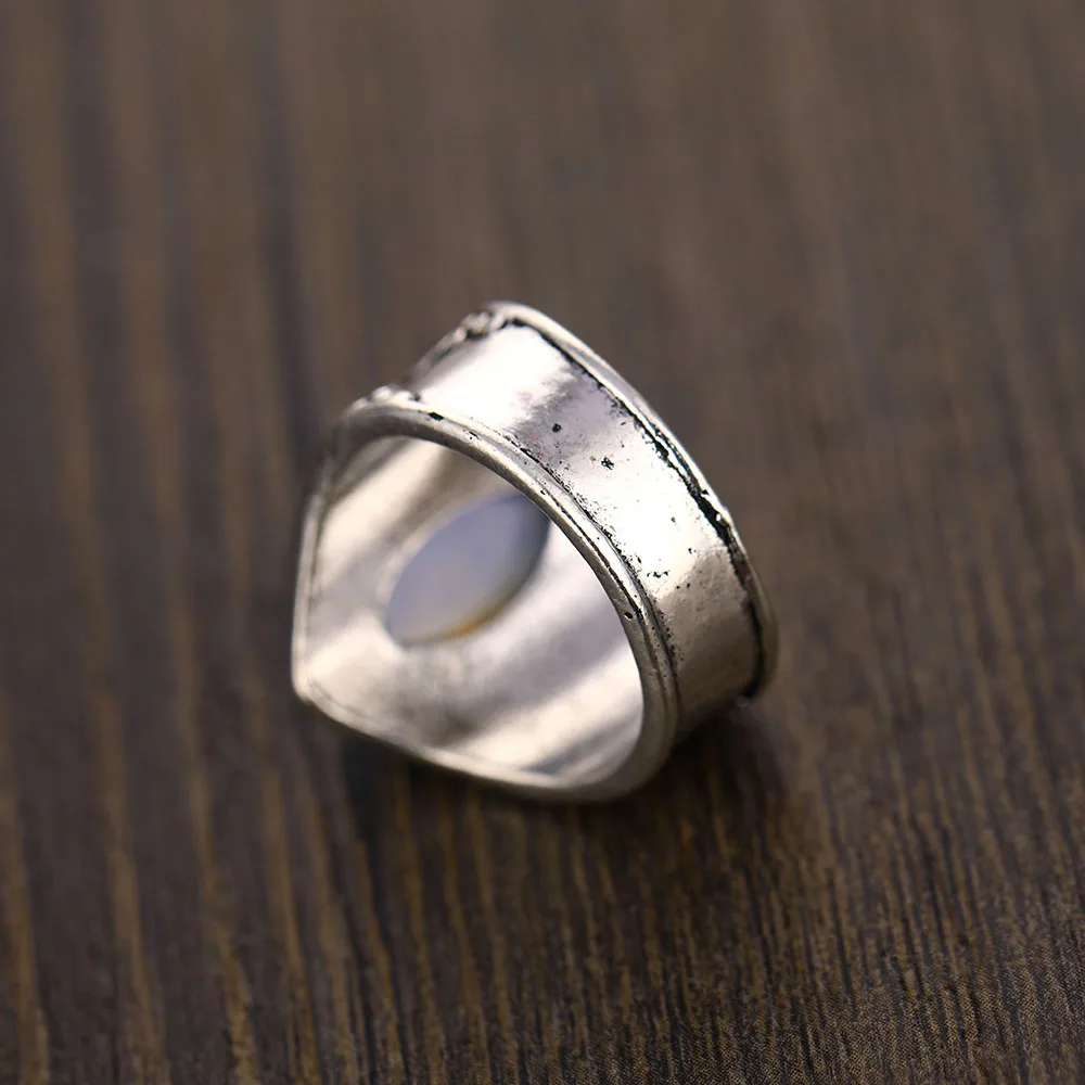 FAMSHIN модное винтажное серебряное кольцо с большим камнем для женщин, богемные обручальные кольца, мужские кольца с опалом, ювелирное изделие, подарок, новинка