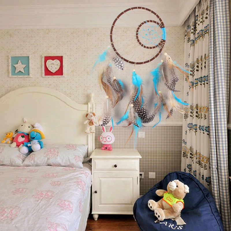DIY Large Dream Catcher with Feathers Home Wall Hanging Decoration Car Ornament