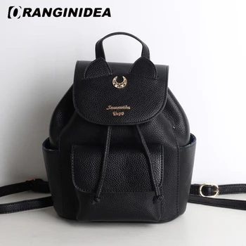 

2018 Sailor Moon Women Backpack PU Leather Backpack Multifunction Black White Luna Cat Ladies Backpack Girls Travel Back Pack