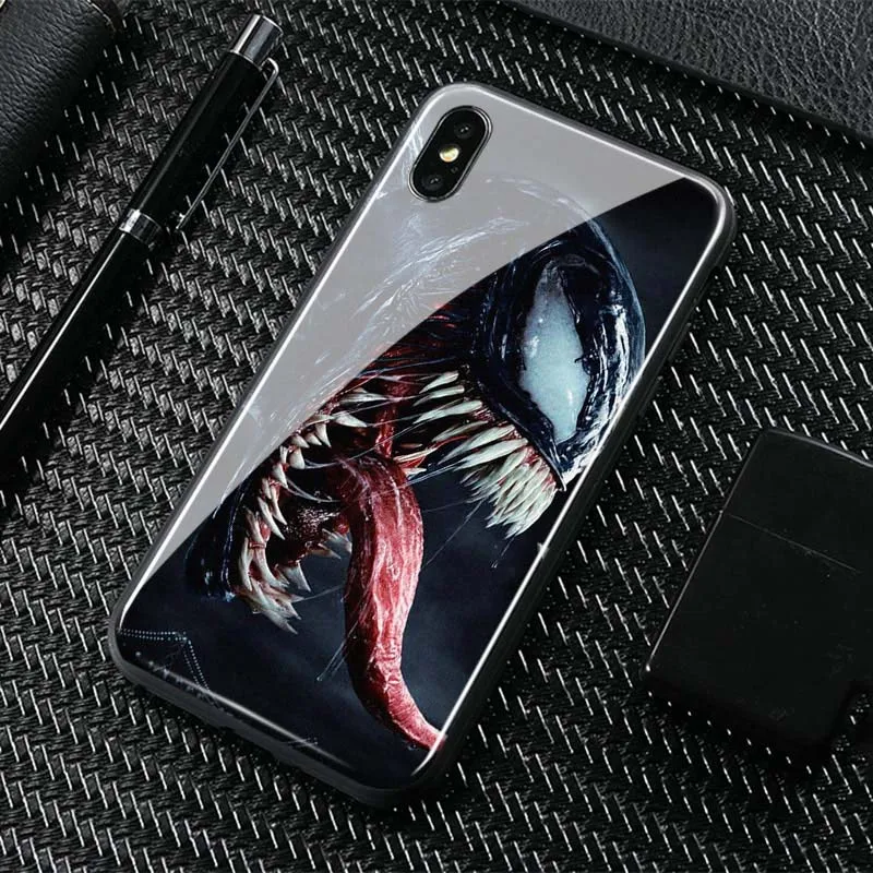 Venom дизайн плакат закаленное стекло Мягкий силиконовый чехол для телефона чехол для iPhone 6 6s 7 8 Plus X XR XS 11 Pro MAX - Цвет: AE 212