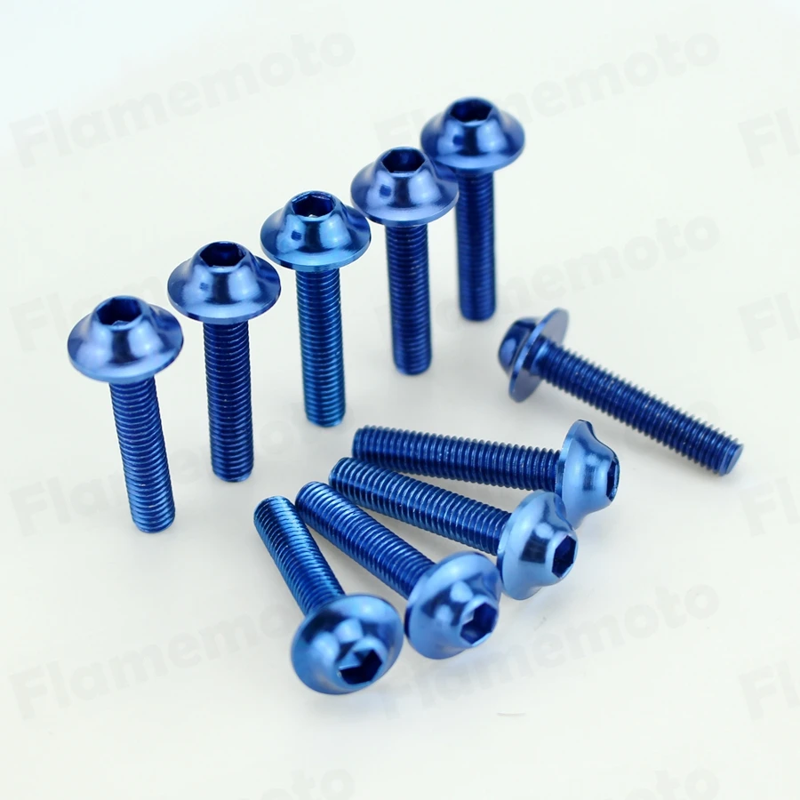

10pcs Motorcycle Blue Bolts Screw Aluminum adornment M5 x 25mm