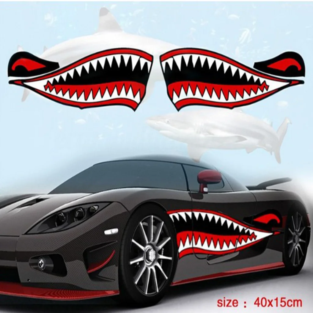 2 Pairs Shark Stickers Reflective Decals for Kayak Fishing Boat Car Truck Window Wall Yacht Kayak Boat Canoe Houseboat Sticker