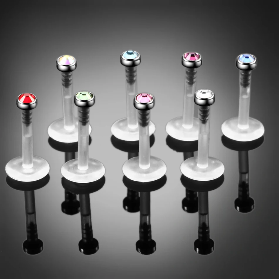 1PC G23 Titanium Bioplast Flexible Labret Stud Lip Piercing Rings 16g Ear Cartilages Tragus Helix Piercing Fashion Girls Jewelry