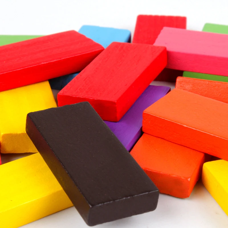 Монтессори игрушки для детей раннего обучения деревянные головоломки игрушки Цветной домино для детей тренировка мозга игрушка 100 шт./компл