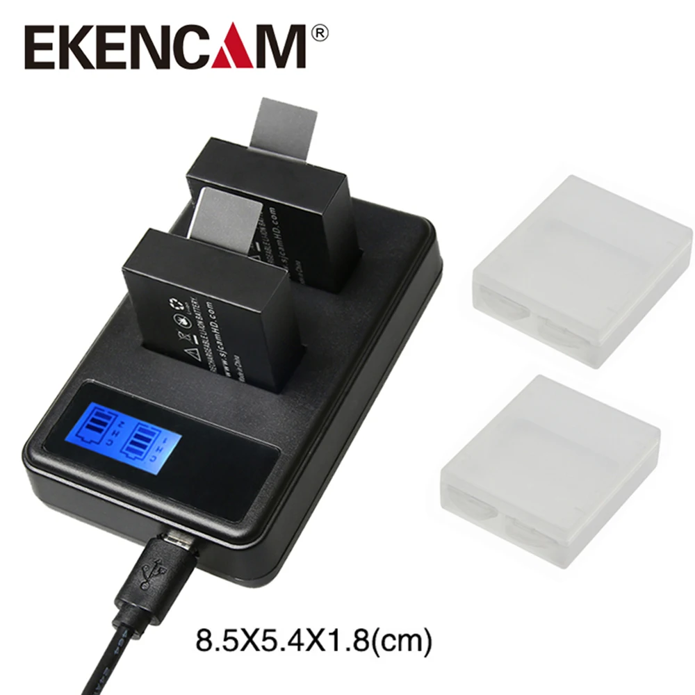 

EKENCAM H9 sj4000 LCD Screen Dual Port Battery Charger with Cable for Sj5000 M10 SJ7000 SooCoo c30 C50 EKEN H9r H5s V8s H6s