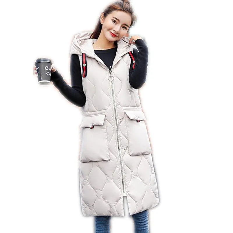 Large Pockets Winter Women Thicken Vest 2018Fashion Medium-Long Female Vest Plus Size 3XL Warm Outerwear Casual Vest MujerCQ2233
